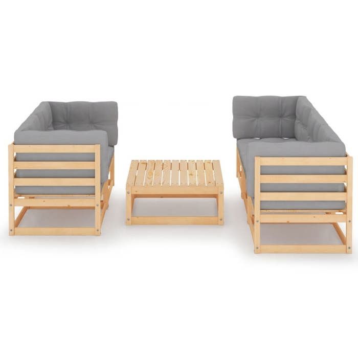 Exclusive House - 6 Pcs Garden Furniture Set with Cushions Solid Pine Wood
