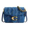 Tabby 20 Times Square Quilted Logo Denim Shoulder Bag Small Women Shoulder Bag Brass Dark-Blue CAL94-B4RHO