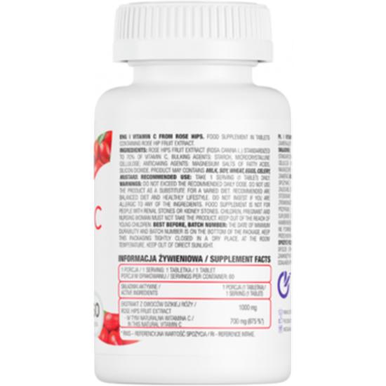 OstroVit Natural Vitamin C from Rose Hips, 60 Tabs