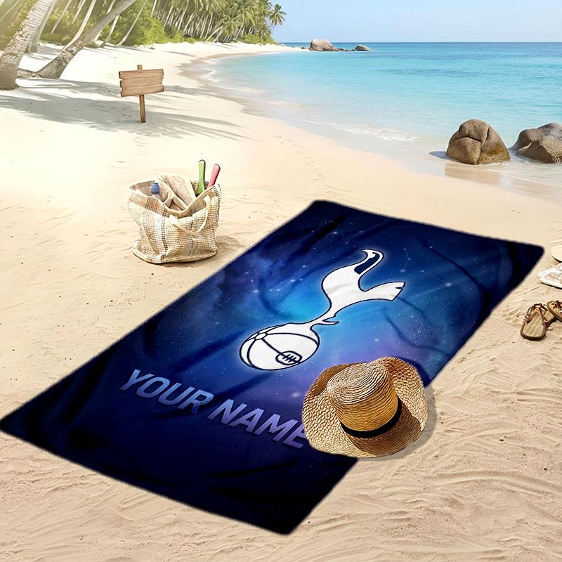 Tottenham Hotspur FC Personalized Printed Beach Towel Soccer Logo Support Custom Name Text Absorbent Towel For Sport Travel Special Gift