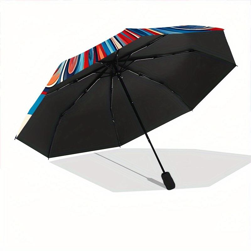 1pc Floral Abstract Automatic Open/close Folding Compact Umbrella, 8-Rib Sturdy Canopy, Lightweight Portable, Everyday Use, Gift, Outdoor Umbrella, Tr
