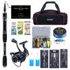 Goture Telescopic Fishing Rod and Reel Telescopic Fishing Rod and Spinning Reel with 900D PVC Carrier Travel Fishing Rod Combo Starter Soft Case 2.4m