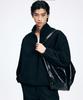 Tienjiti Oversized Fleece Quarter Zip-Up Sweatshirt (Black) Tnts6E103Bk