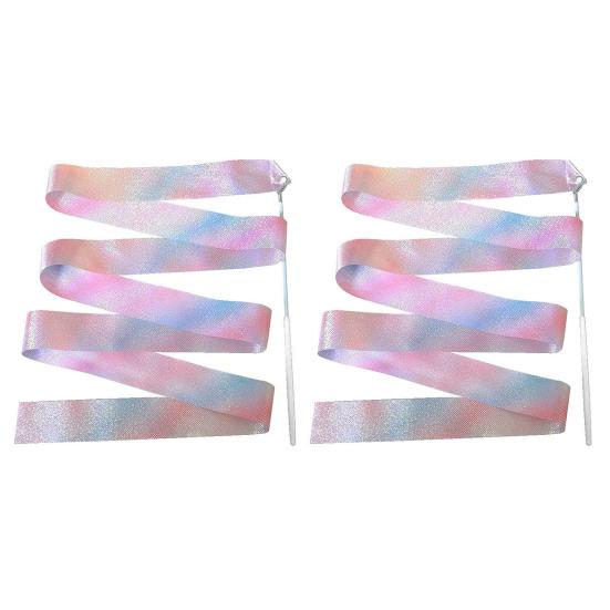 2 pièces rubans de gymnastique avec baguette forte mousseux doux lisse Long ruban entraînement 2/4 m danse artistique virevoltant bâton banderoles enfants jouet
