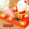 Solar Energy Chinese Style Welcome Lucky Cat Figurine Shaking Hand Light Energy Fortune Cat Statue Car Center Console Ornament
