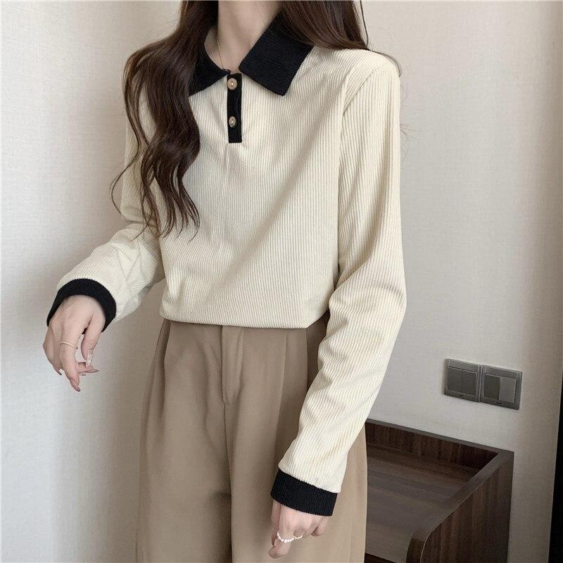 Stylish Vintage Patchwork Sweatshirts Long Sleeve T-shirts Y2k Tops Fashion Woman Blouse 2023 Streetwear Women Tees 28401