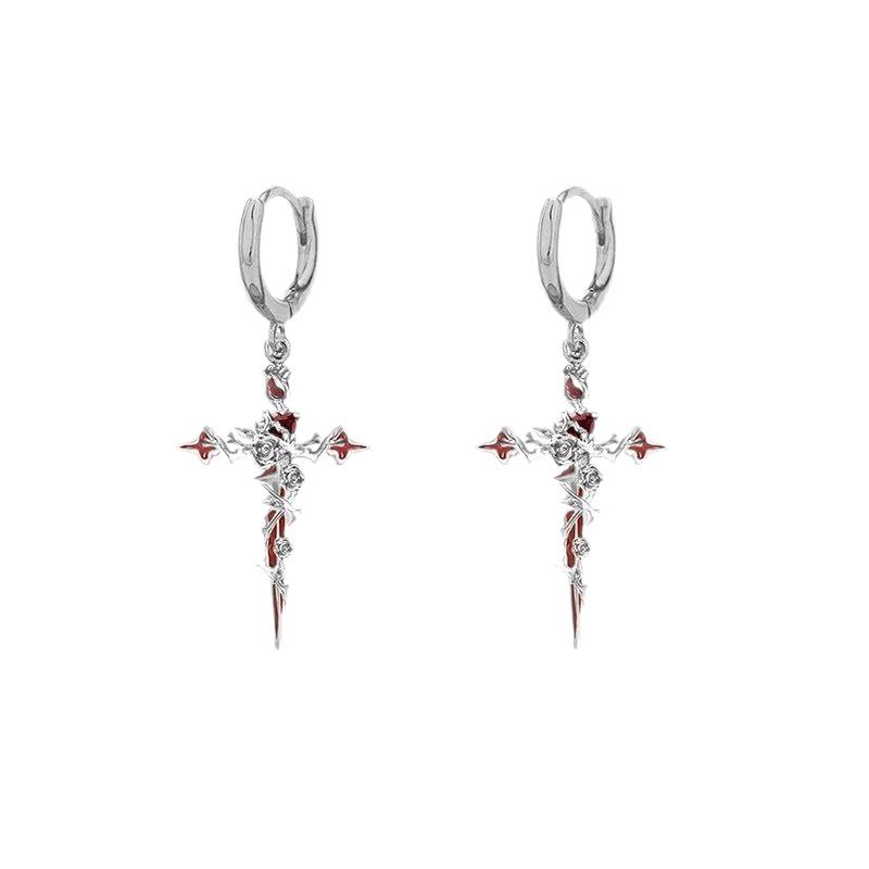 Hot-Selling Halloween Rose Thorn Earrings: Trendy Dark Earcuffs with Unique Personality