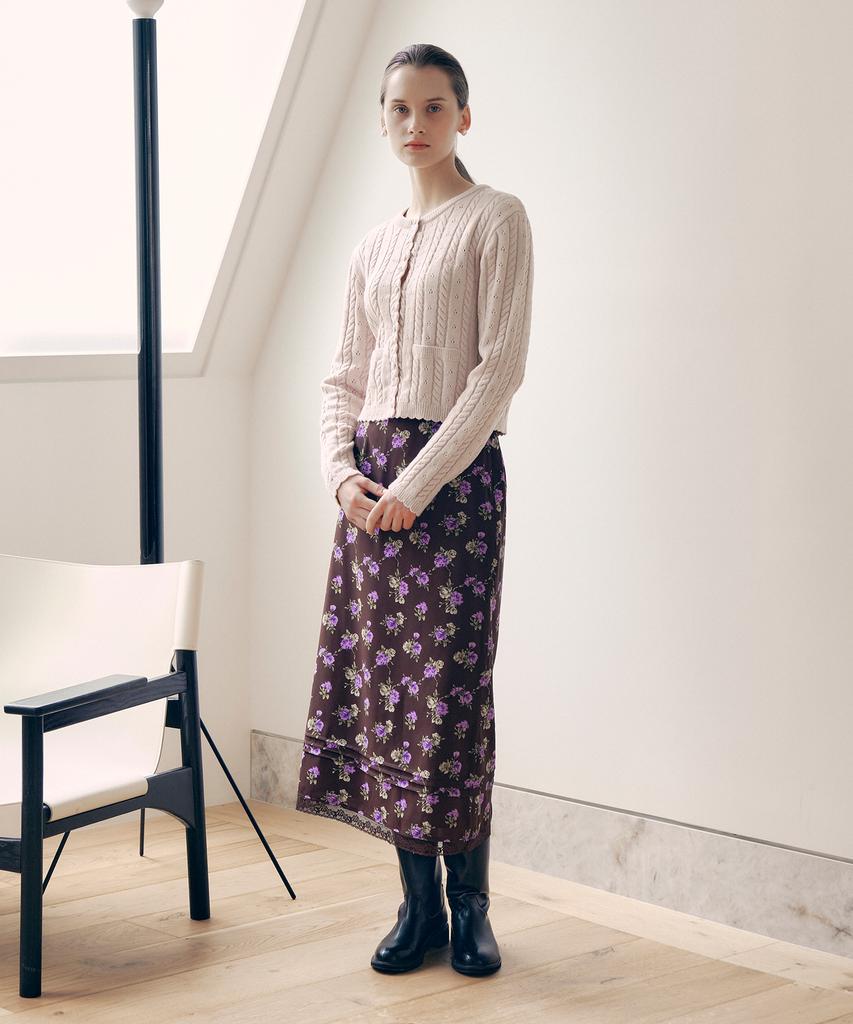 Lora Lora Flower Long Skirt Brown