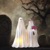 Halloween Glowing Ghost Bride Groom Statue Soft Warm Glow Spooky Outdoor Indoor Night Light Holiday Party Decoration