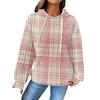 Women's Fashion Loose Hooded Pullover Long Sleeve Plaid Sweatshirt with Drawstring Drop Shoulder and Pocket Print Top