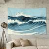 1pc Minimalist Ukiyoe Wave Print Tapestry Polyester 2D Flat Wall Hanging for Bedroom Living Room Ocean Decor Artistic Gift