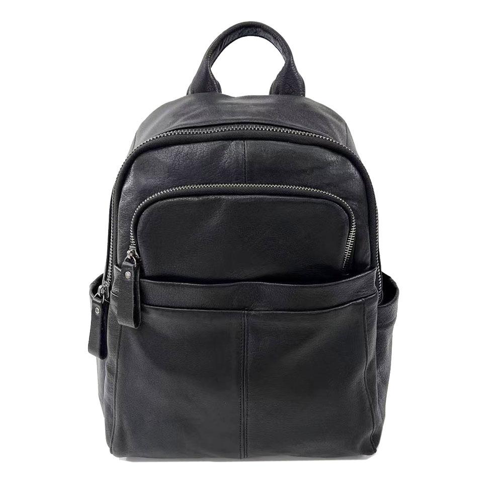 Leather Backpack Women'S Black Cowhide Women'S Backpack Trendy Fashion Versatile Soft Leather Women'S Bag