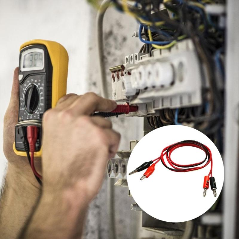 2Pcs Multimeter Testing Cable Test Probes Leads Wire Cable Banana Plug To Alligator Clip Test Leads Double Probes