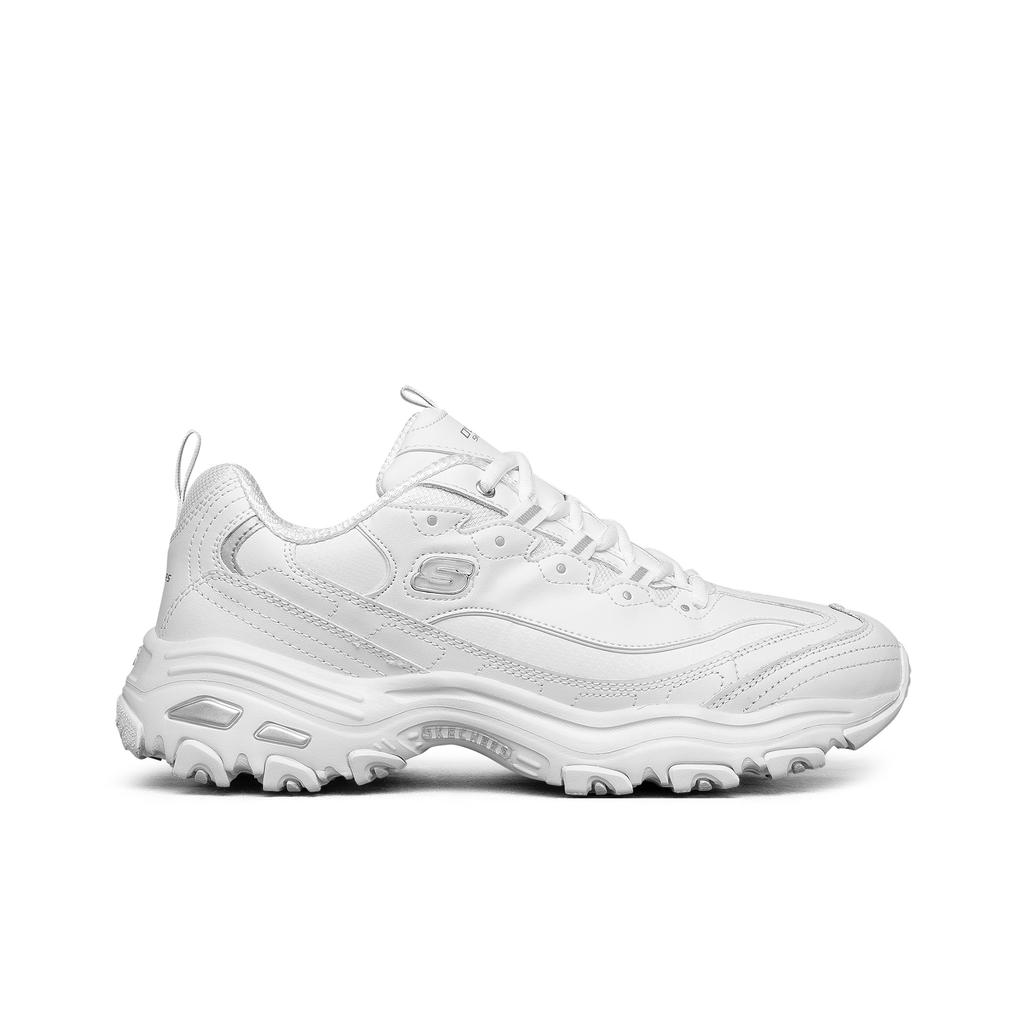 Skechers DLites 1.0 Panda Shoes Comfortable Versatile Thick Sole Shock Absorbing Breathable Non-Slip Low-Top Casual Shoes Men Sneaker White 52676-WHT