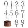 Lot de 10 supports de bougie d'anniversaire réutilisables en acier inoxydable, numérotés de 0 à 9, pour accessoires de gâteau de fête d'anniversaire