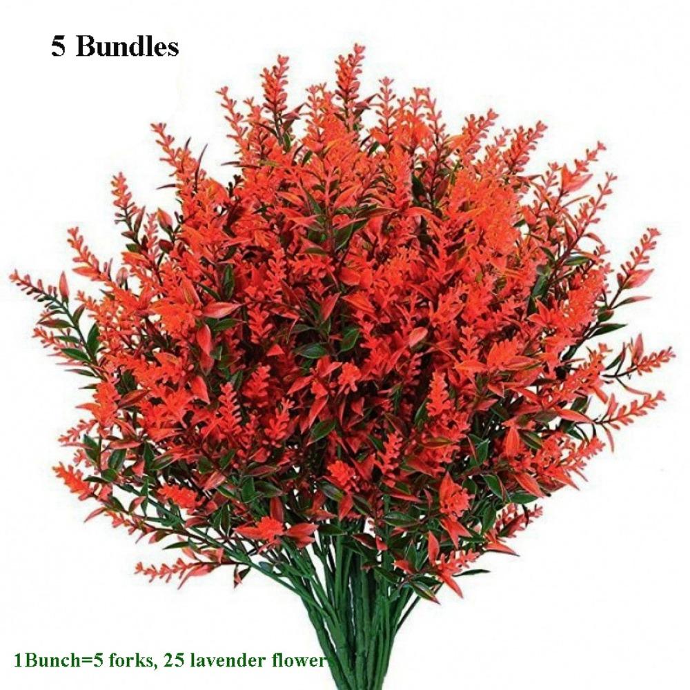 5 Bundles 5 Heads Artificial Lavender Flowers 36cm 7 Colors Fake Flowers Outdoors Garden Lavender Flowers Home Room Table Decor