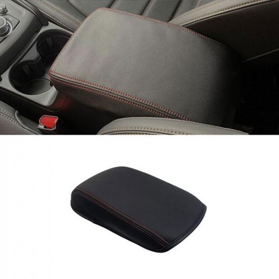 Black Leather Center Console Armrest Storage Box Cover for Mazda CX-5 2017-2024