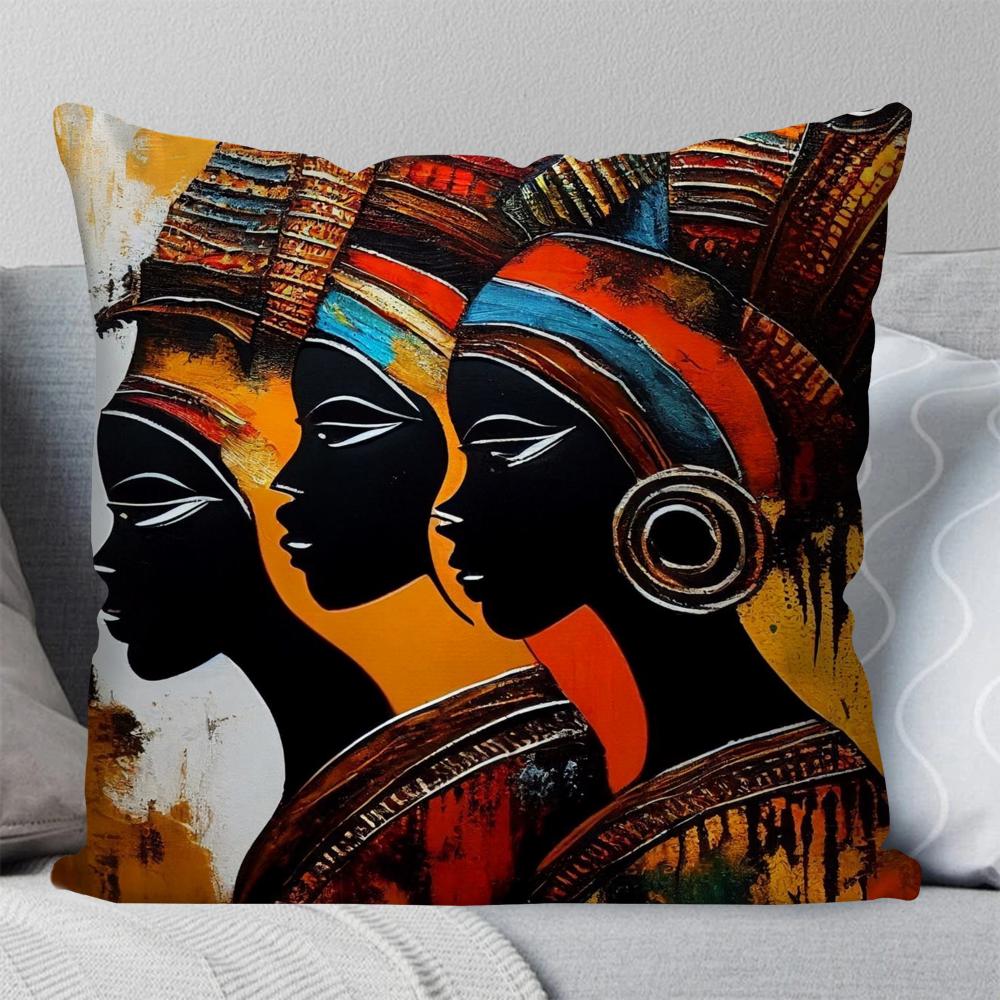 1Pc African Women Pillow Case Square Pillow Bedroom Sofa Leisure Comfort Cushion Car Living Room Home Decoration 40X40