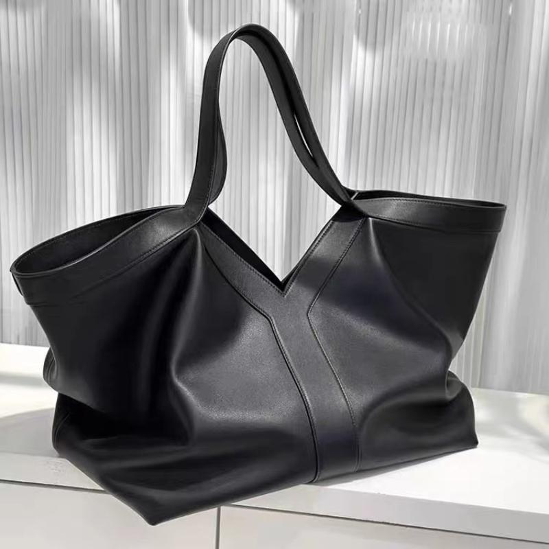 Luxe Echte Lederen Tote Bag Voor Vrouwen Eenvoudige Grote Capaciteit Handtas Y-vormig Ontwerp Casual Schoudertas Pendelen Boodschappentas