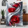 Rose Pattern Printed Flannel Blanket, Soft and Warm, Suitable for Sofa, Bed, Office, Gift Blanket for Family and Friends