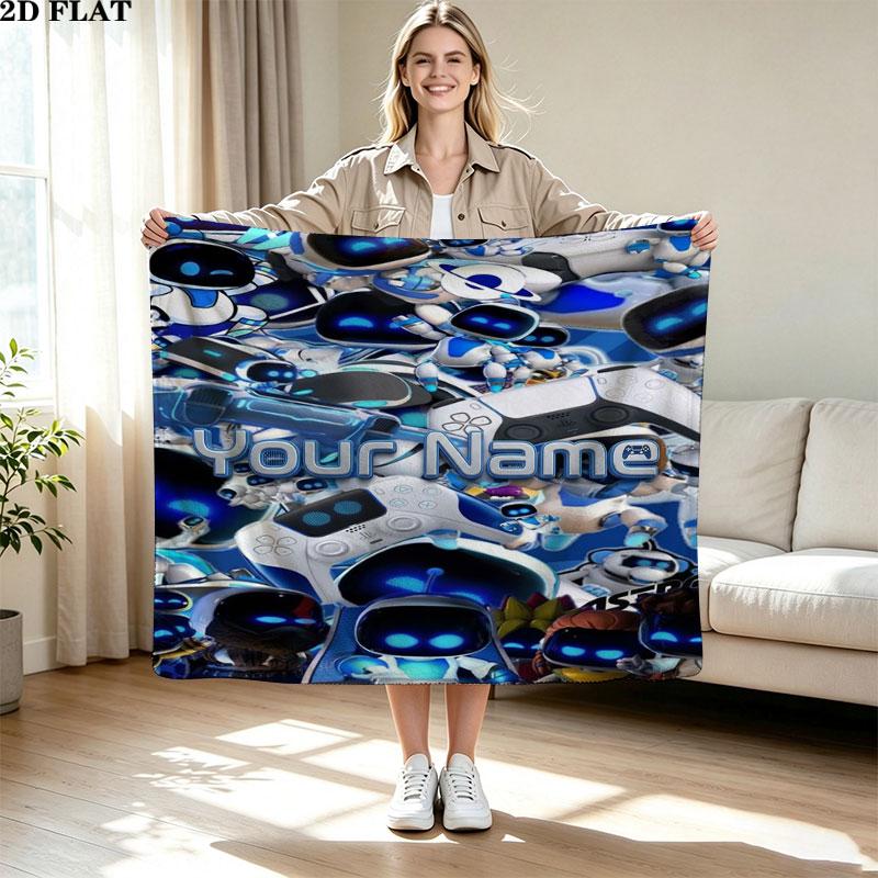 1 Stück ASTRO BOT Individuelles Namensmuster Flanelldecke Geeignet für Alle Jahreszeiten für Heimdekoration Wärme und Komfort Geschenke Feiertagsgeschenk