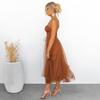Women Mesh Swing Cocktail Dress Sleeveless Spaghetti Strap A Line Tulle Dress Formal Wedding Guest Dress
