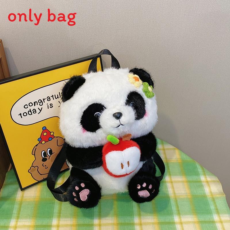 Zaino Peluche Carino Panda Portatile Avocado Mela Zucca Design Bambini Per Bambini E Uso Quotidiano