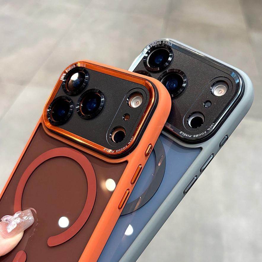 For Magsafe Wireless Charge Case For iPhone 17 Air 16 15 14 13 Pro Max Plus Camera Lens Protect Wireless Charge Shockproof Cover