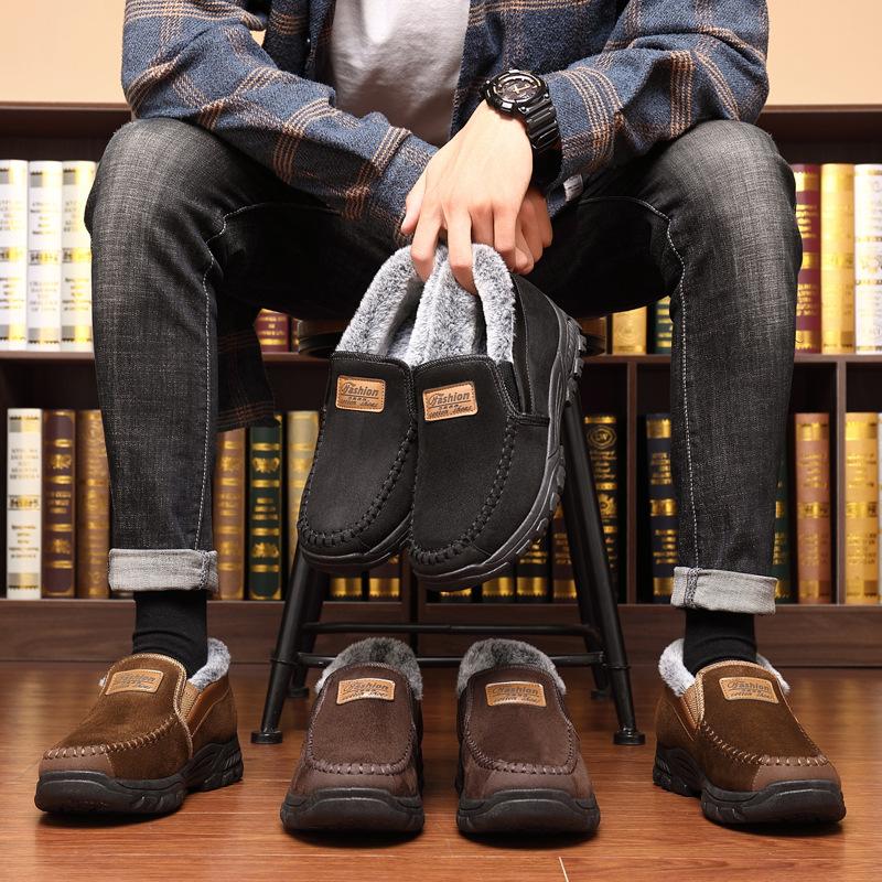 Winter Plush Shoes Warm and Piled Thickened Middle-aged and Elderly Father Shoes Non-slip Casual Men's Shoes