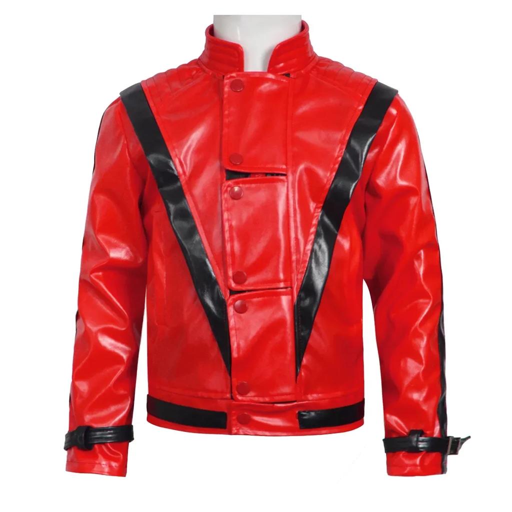 Halloween Costumes Michael Jackson Cosplay Red Leather Jacket Michael Jackson Thriller Night Outwear Teenager Coat