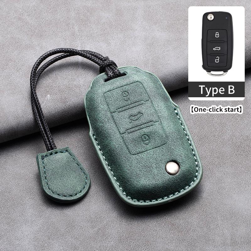 Leather Car Key Case Cover Fob for Volkswagen VW Polo Golf Passat Tiguan Beetle Caddy T5 Up Eos Skoda Seat Leon Altea Octavia