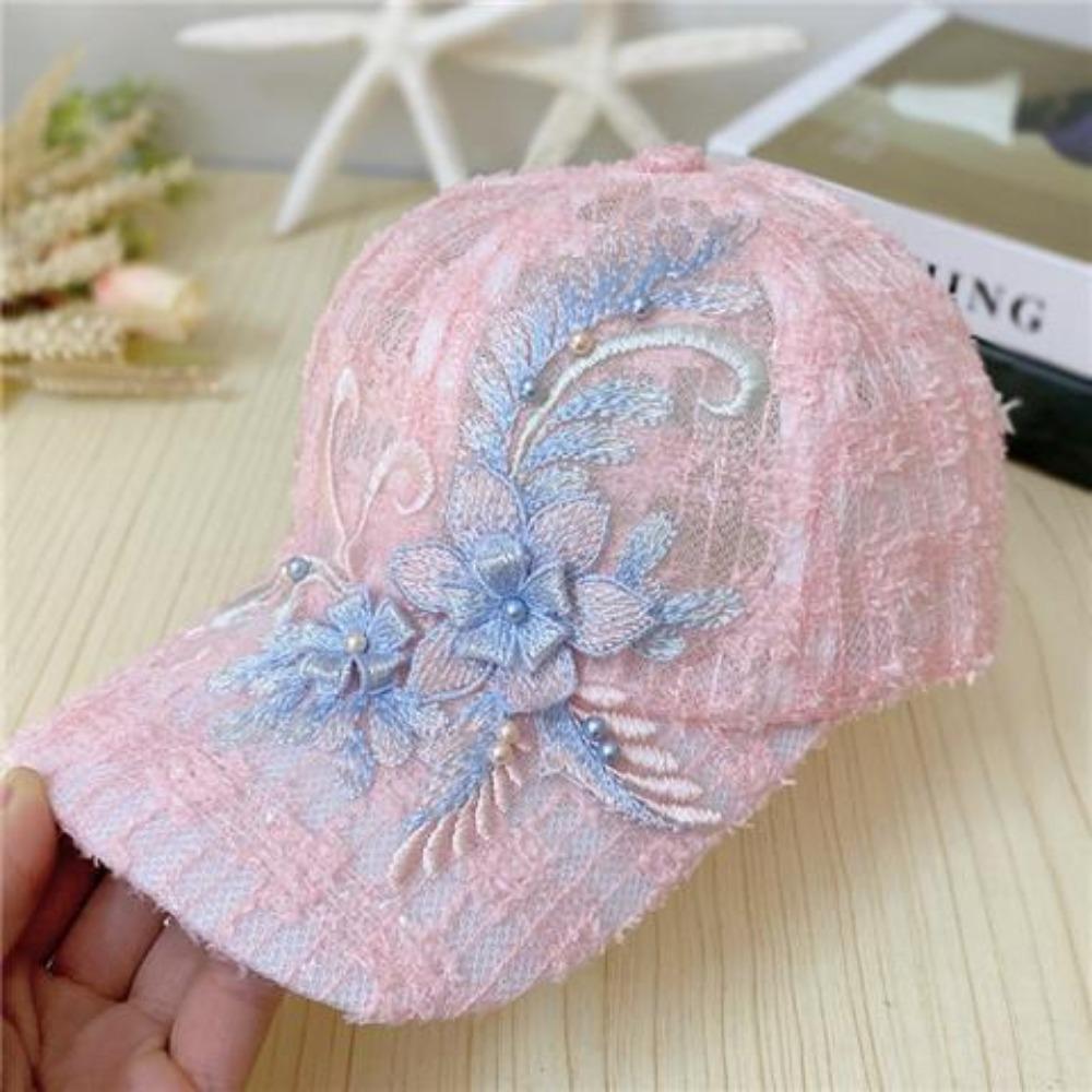 1PC Summer Thin Lace Hat Women's Embroidered Flower Mesh Breathable Baseball Hat Sun Protection and Sunshade Hat