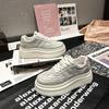 European Little White Shoes Women's Leather Thick Soles Show Body New Popular Versatile Height Increase Small Sports Muffin Board Shoes