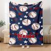 Custom Name Baseball Theme Printed Blanket - Perfect for Couch, Bed, Travel & Outdoor Use | Machine Washable, Cozy & Durable.