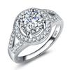 Hot Sale Fashion Women Engagement  Silver  with Stamp 5A ZC Crystal Zircon Female Wedding Finger Flower Rings