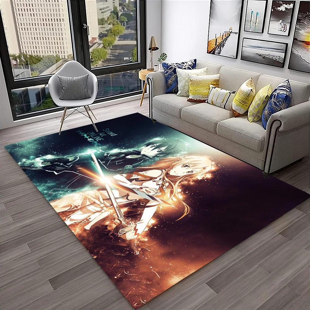 Sword Art Online SAO Novel Cartoon Carpet Rug for Home Living Room Bedroom Sofa Doormat Decor,kids Area Rug Non-slip Floor Mat