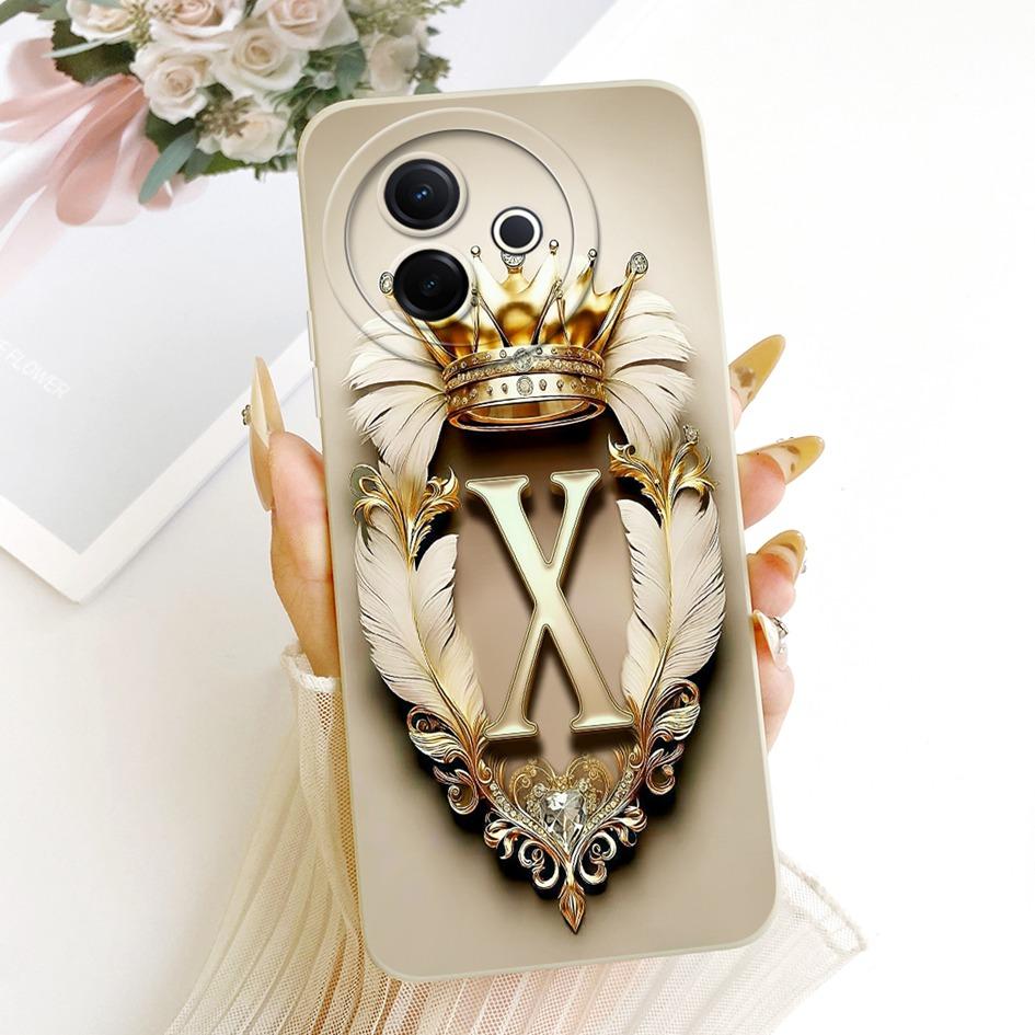 For Vivo Y39 Case Retro Initial Letter Crown Cover Soft Silicone Shockproof Phone Case For VivoY39 Y300i V2443 V2436 V2444A Capa