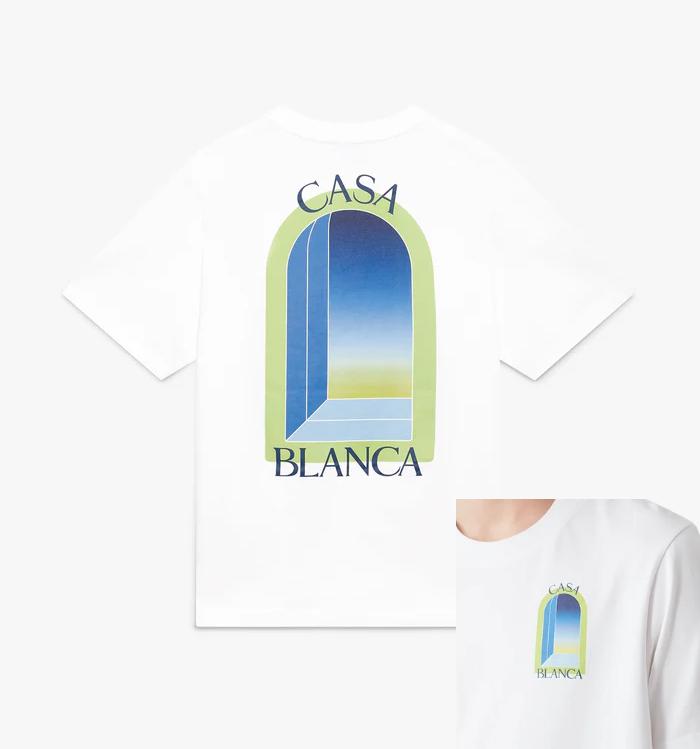 Hochwertiges Weißes T-Shirt mit Bogenaufdruck, Kurzarm, Unisex, Damen, Sommer, Strand, Streetwear, Kurzarm, Rundhalsausschnitt, Lässige Oberteile 2026
