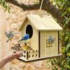 Hängendes Holz Vogelhaus Vogelkäfig Vogelfutterhaus Sicherer Nistplatz Vogelnest Hängender Garten