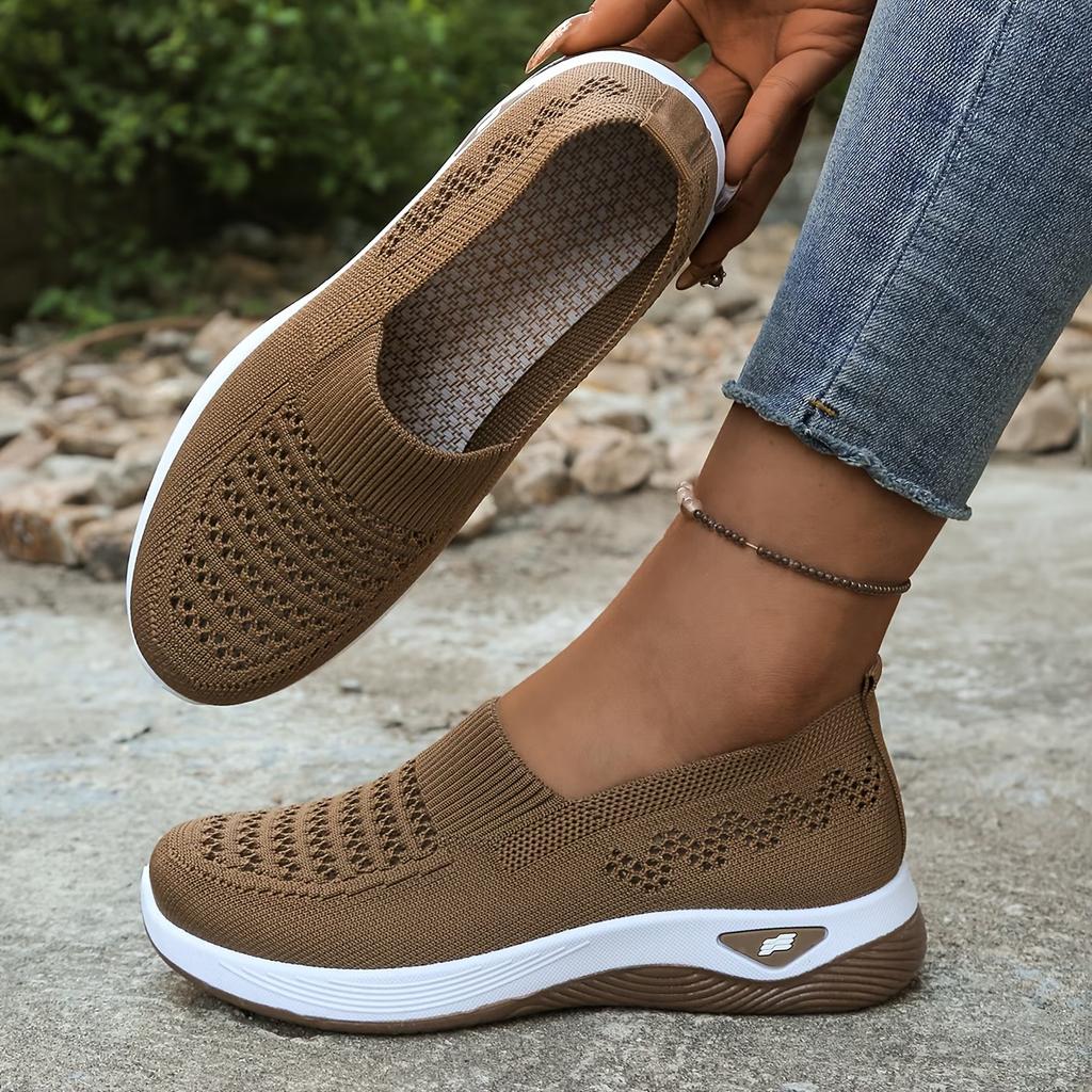 Atmungsaktive Slip-On Flache Schuhe für Damen mit Weicher Sohle - Ganzjahres Leichte Sneaker Geeignet zum Gehen, Täglichen Pendeln, Bequeme Freizeitschuhe