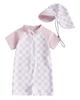 AIEOE Baby Short Sleeve Rash Guard with Romper for Boys and Checkered UV Sun Perfect for Water and Beach Size 110 Swimsuit, One-Piece Hat, Girls,
