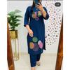 Indisches Bollywood Baumwoll-Kurta-Hosen-Set Damen Designer Party-Kleidung Oberteil Tunika Kurti VFP-1841a