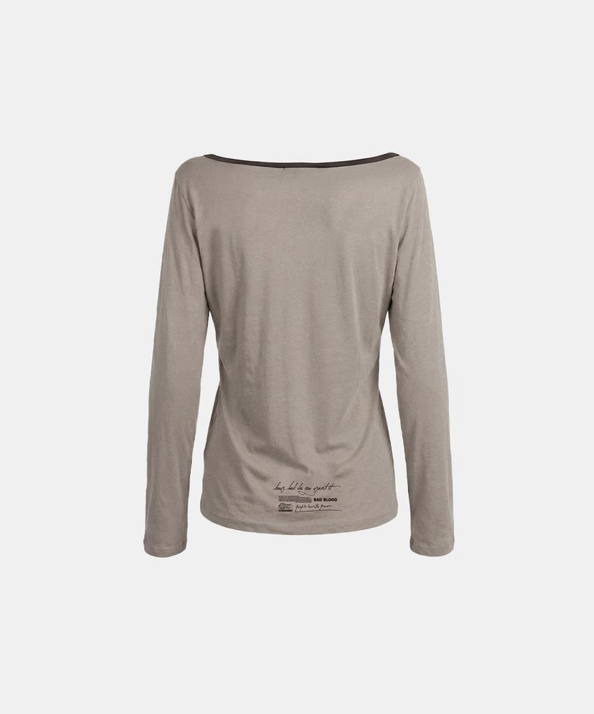 BADBLOOD Script Graphic Ringer Loose-Fit T-Shirt - Beige