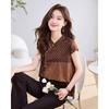 ORIGIN Women's Retro Chinese Style Printed Stand Collar Blouse