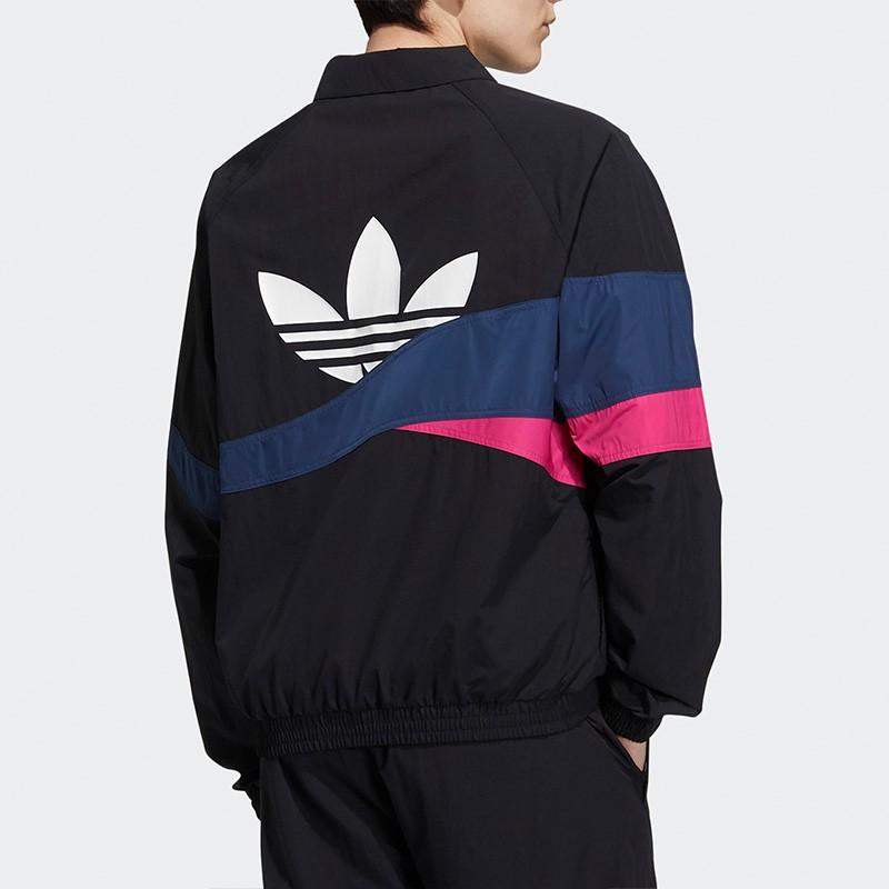 adidas Originals Trefoil TS Track Top With Logo Print Contrast Sports Jacket Men Jackets Black H46698