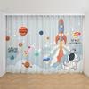 2pcs Cheap Cartoon Space Astronaut Funny Curtain,Boys Kids Rocket Planet Thin Shading Curtains for Bedroom Living Room Custom