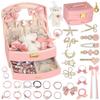 CSDmeewin Set di accessori per capelli con regalo per capelli grandi Ingresso per capelli Regalo per la scuola elementare Custodia regalo, ragazze, capacità, clip, cravatta, cerimonia,