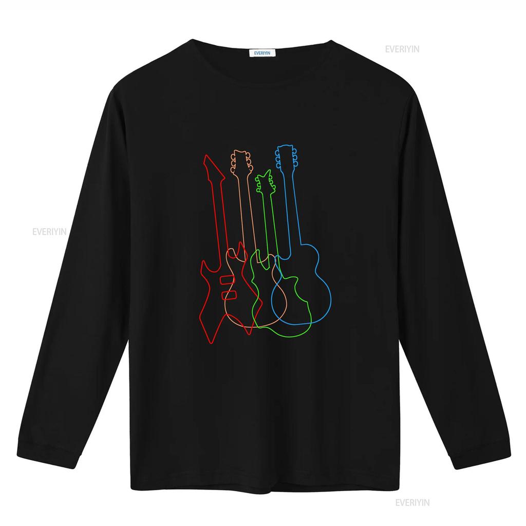 Guitars Electric T Shirt Colored Acoustic Classical For  vintage Washed Slightly Breathable Versatile Soft Casual Comfortable
