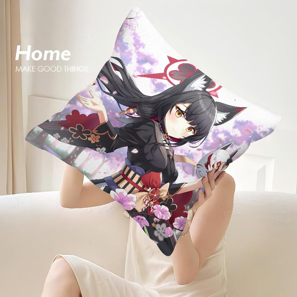B-Blue Archive Anime Pillow Case Sofa Decorative Home Double-Sided Print Plush Square Throw Pillow Covers Cushion Decor Cover