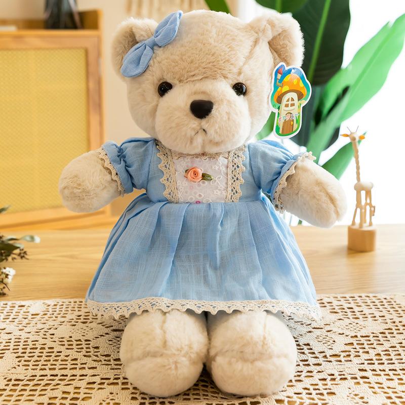 40cm Soft Kawaii Teddy Bear Plush Toy In Dress Cute Stuffed Animal Gift For Girl Friend Birthday Present